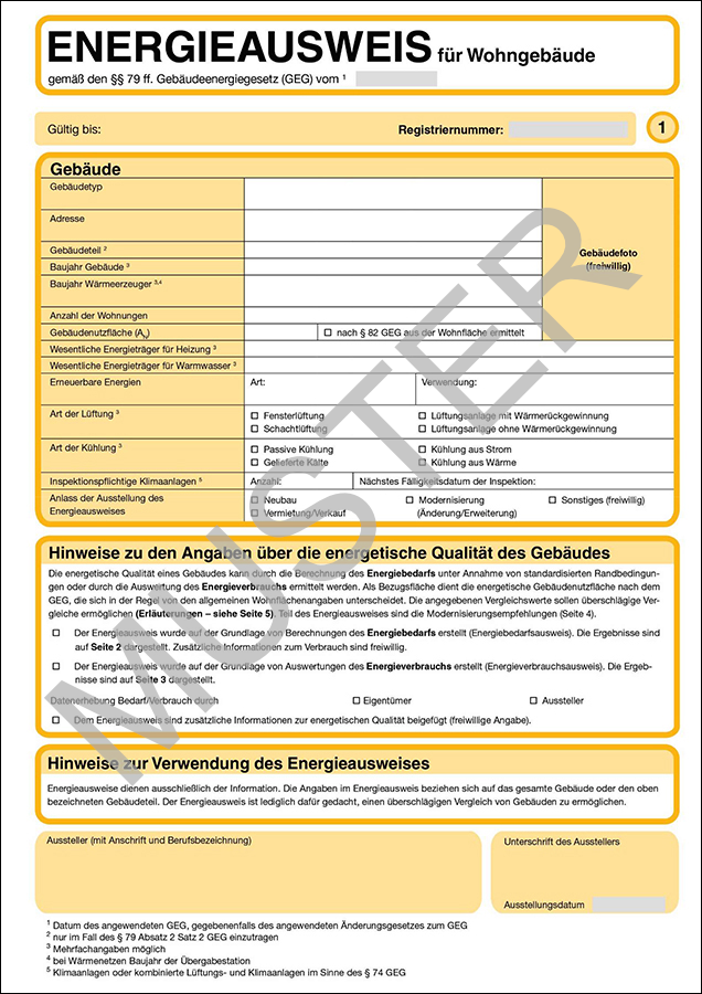 Energieausweis Wohnbebäude Vorschau Seite